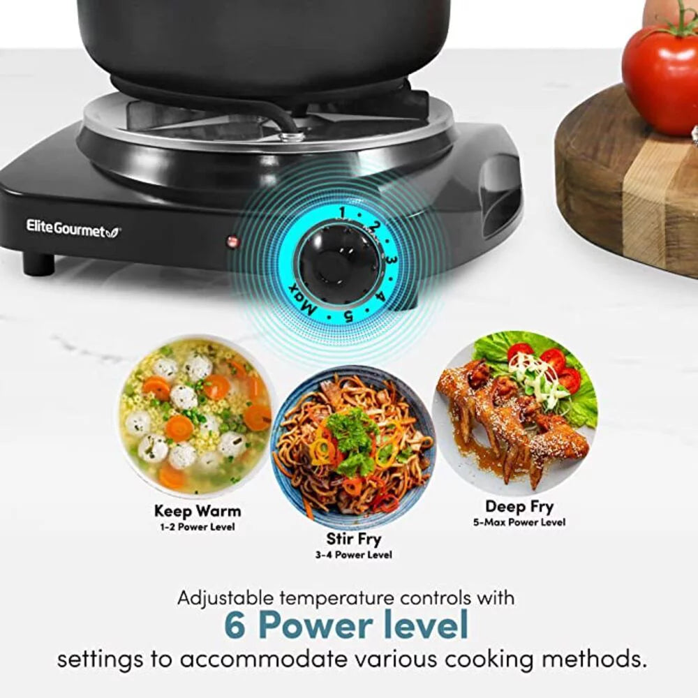 Black Single Coiled Electric Hot Plate P1937