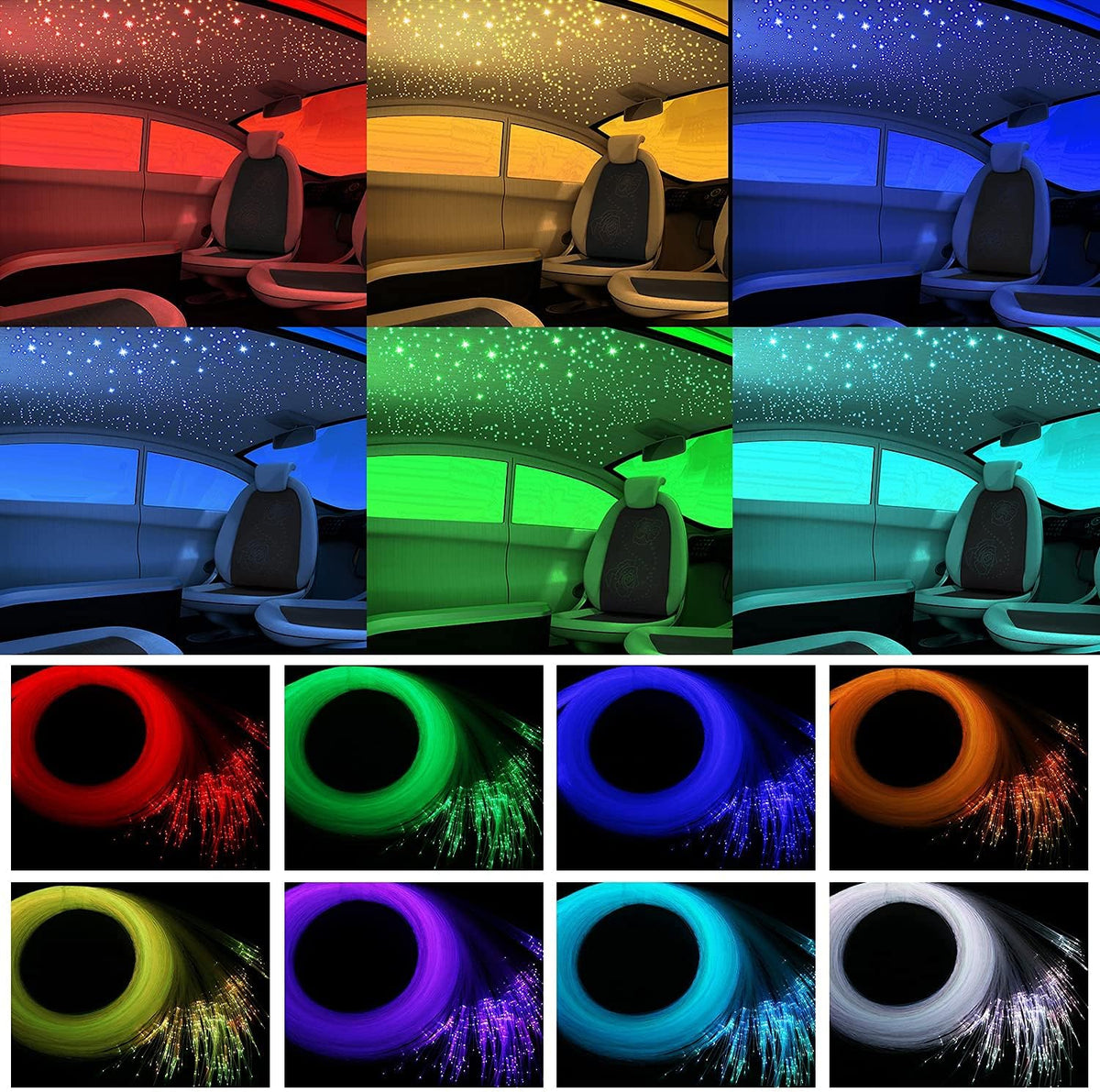 16W Fiber Optic Lights Starlight Headliner Light Kit with Remote Control, 150pcs 6.5ft Optical Fiber Cable Strands G318