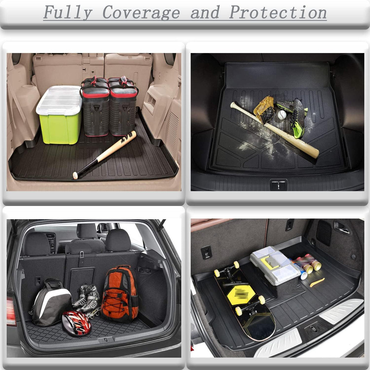 Black TPO Rear Cargo Liners Trunk Tray Mats Pack of 2 E99575