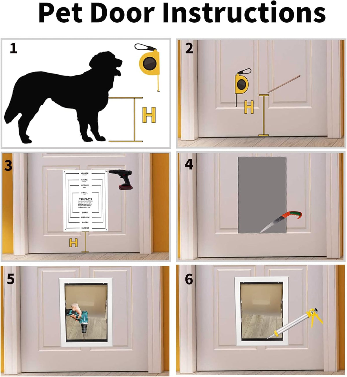 Dog Door with Slide-in Lock Panel and Magnetic Double Flaps, Aluminum Frame Pet Door (Medium) J9720