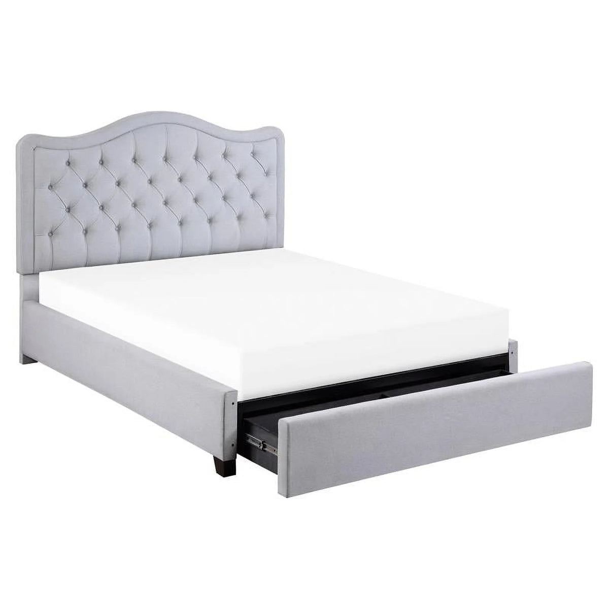 Gray Fabric Eastern King Platform Bed with Storage Drawer Z324