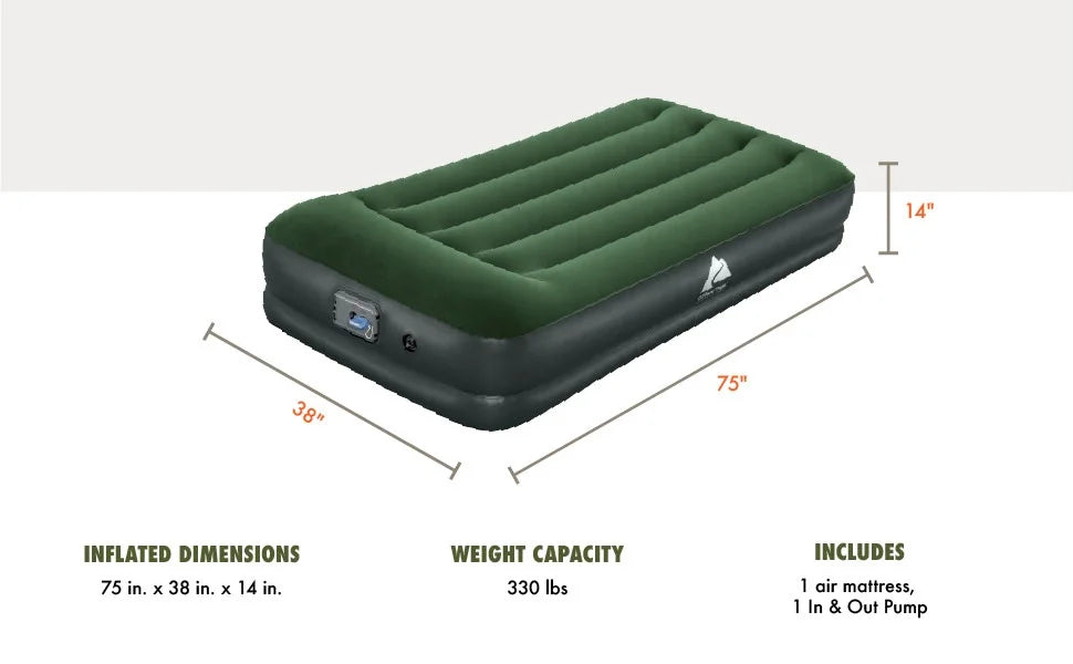 Twin 14" Air Mattress with In & Out Pump U465335