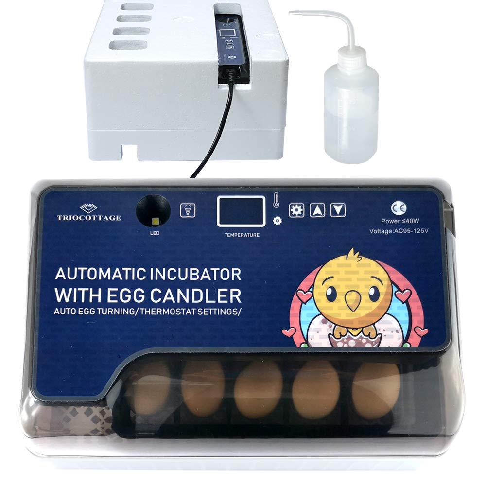 Egg Incubator with Digital Temperature Humidity and Built-in Eggs Candler V2974
