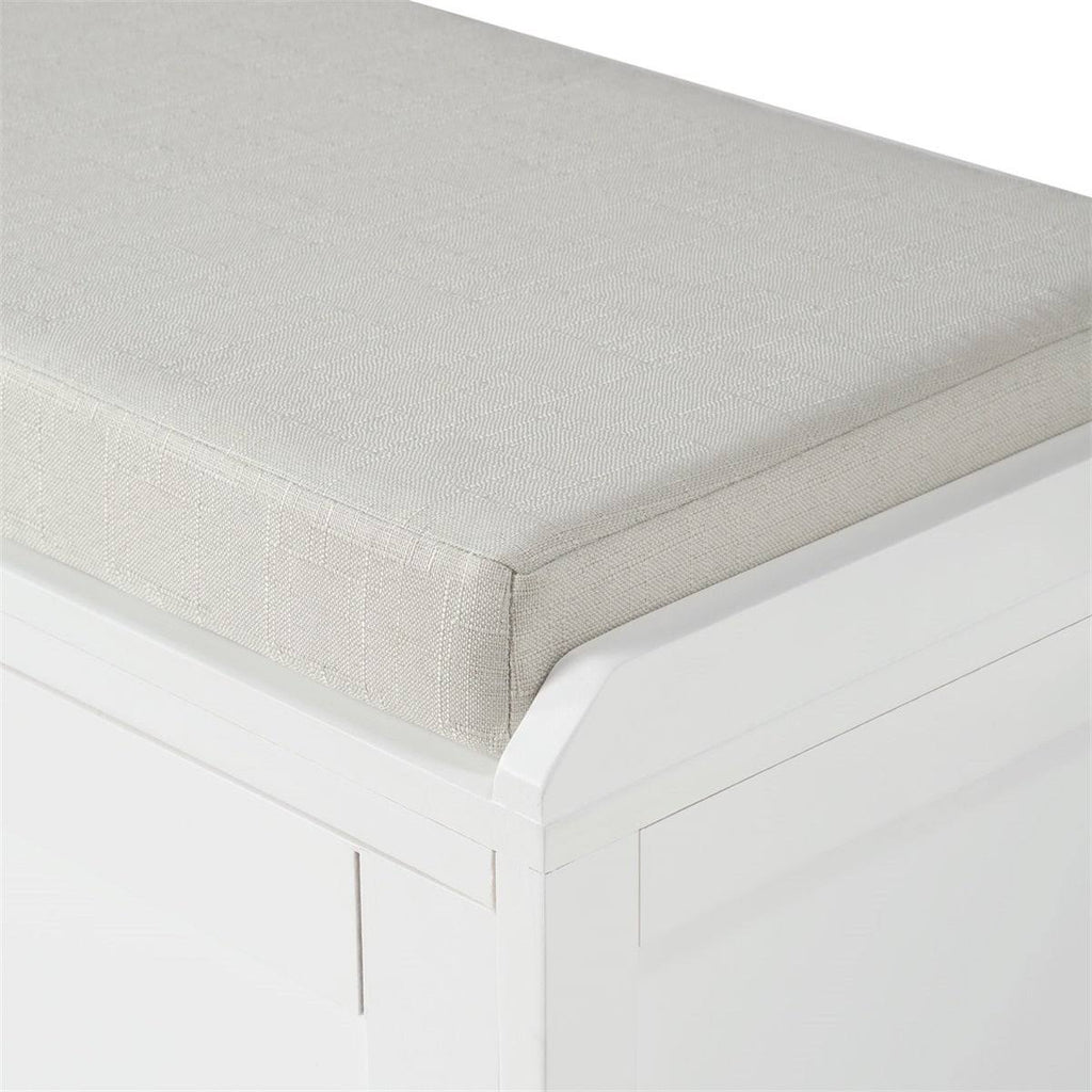 White Wood Storage Bench with 2 Cabinets S1718