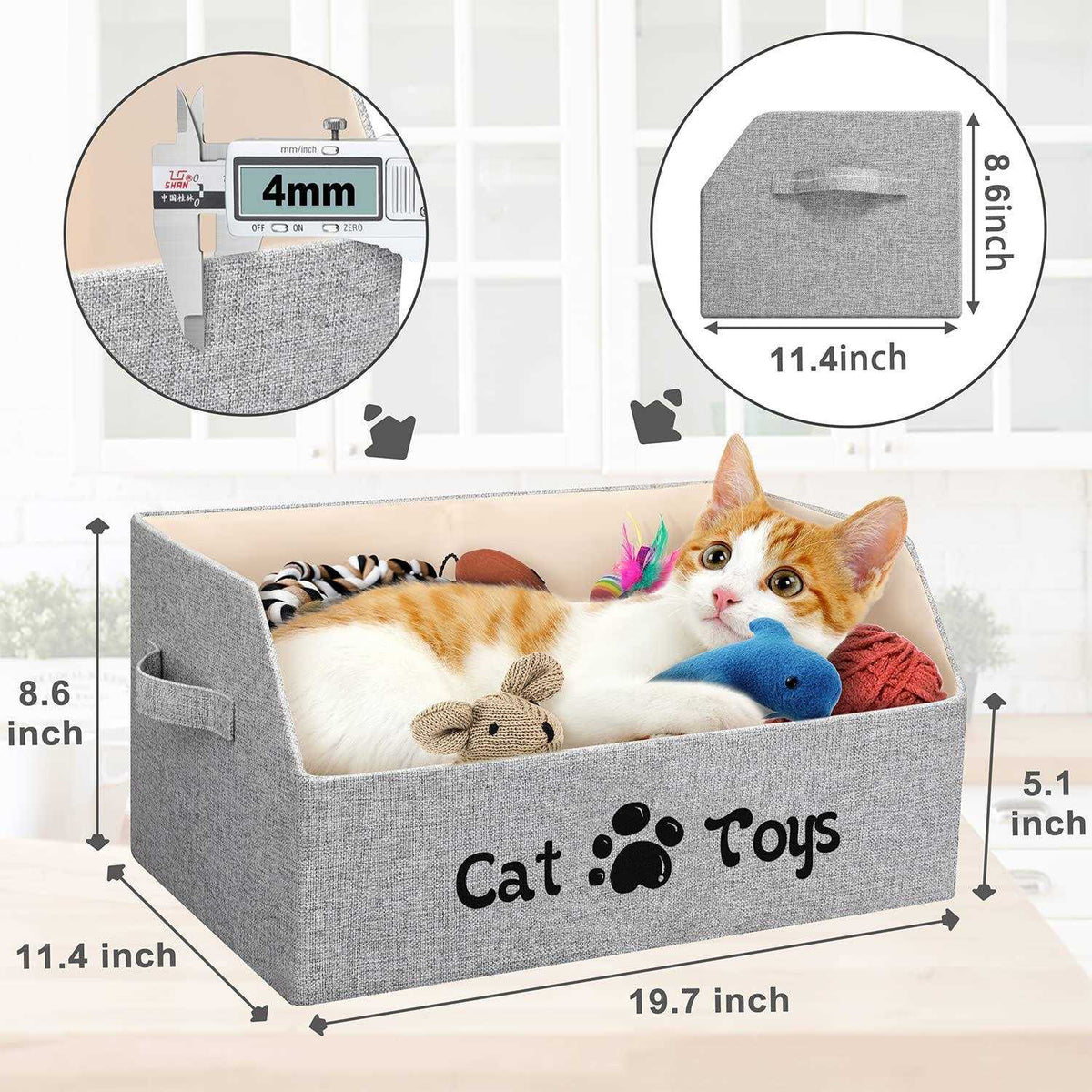 Large Foldable Cat Toy Storage Basket H667