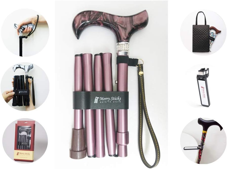 Folding Adjustable Walking Cane with Cane Bag and Reflective Cane Holder Q65215