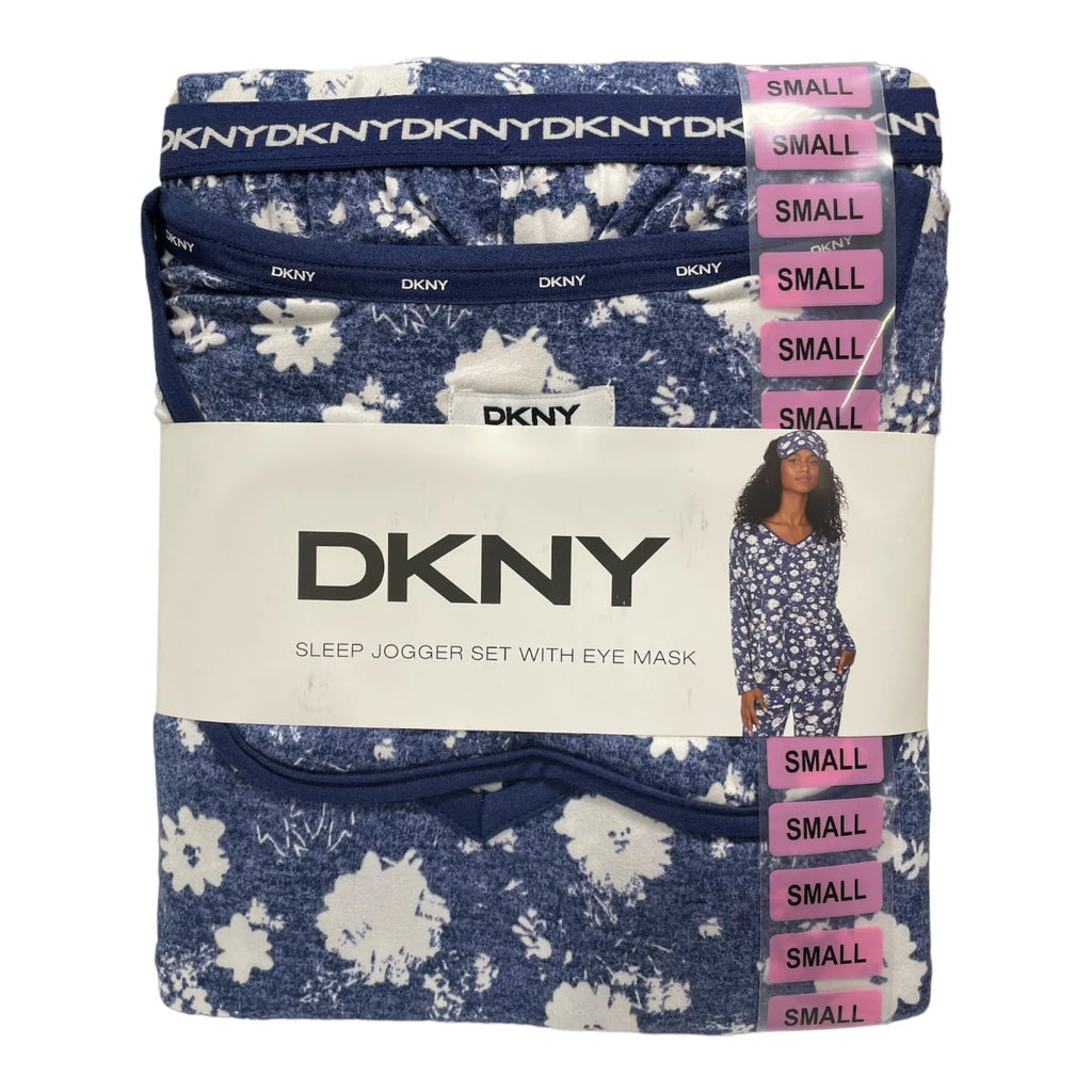Navy Heather Floral 3-Piece Lounge Set with Eye Mask V1052