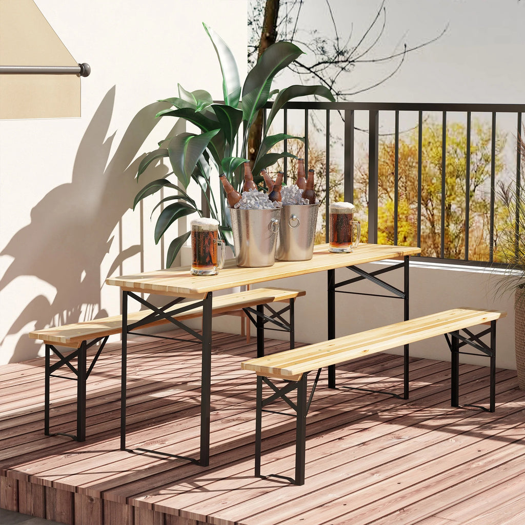 Wooden Outdoor Folding Picnic Table Set with Bench V472017