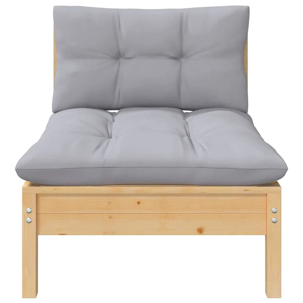 Gray Cushions Solid Pinewood 2-Seater Patio Sofa F31247