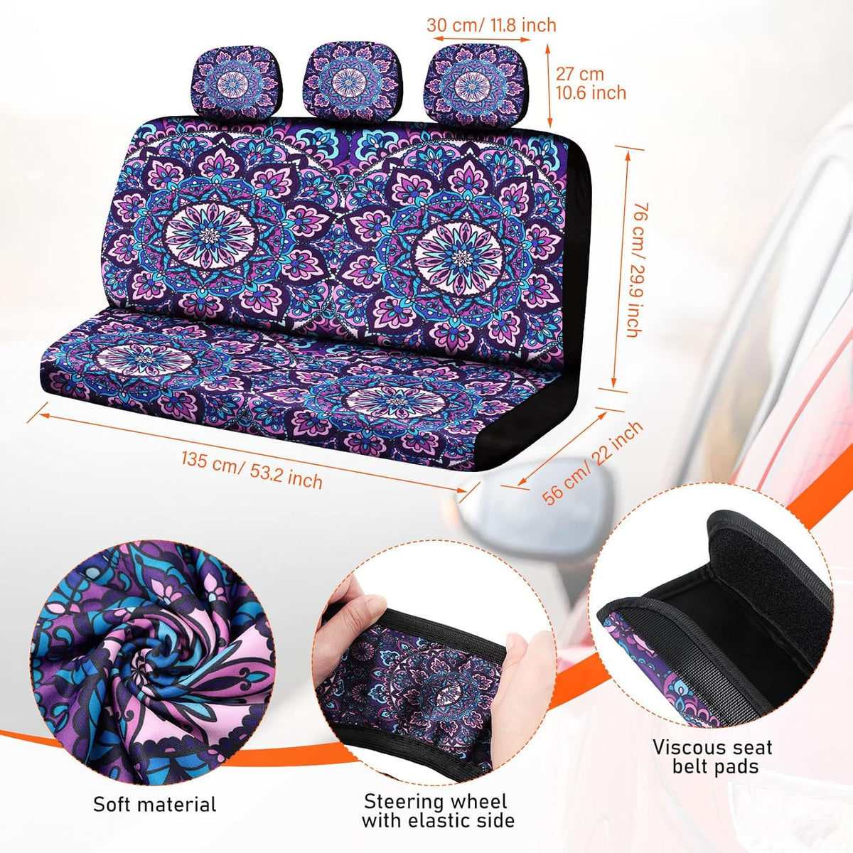 Purple Mandala Car Accessories Set X13673