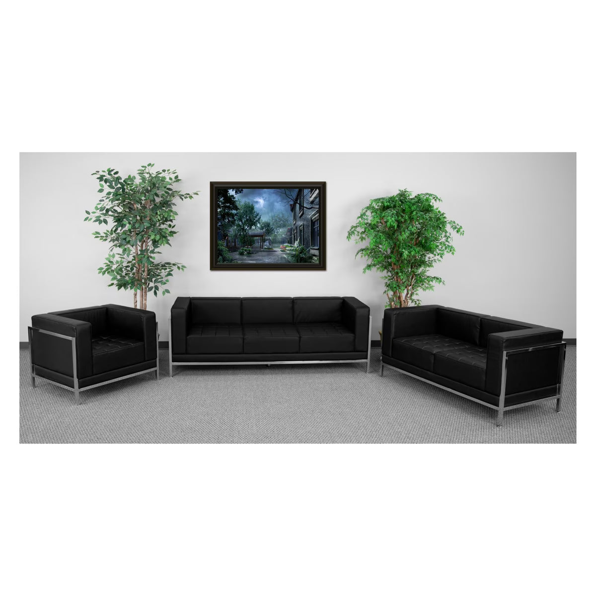 3-Piece Stainless Steel Sofa Set in Black L345386