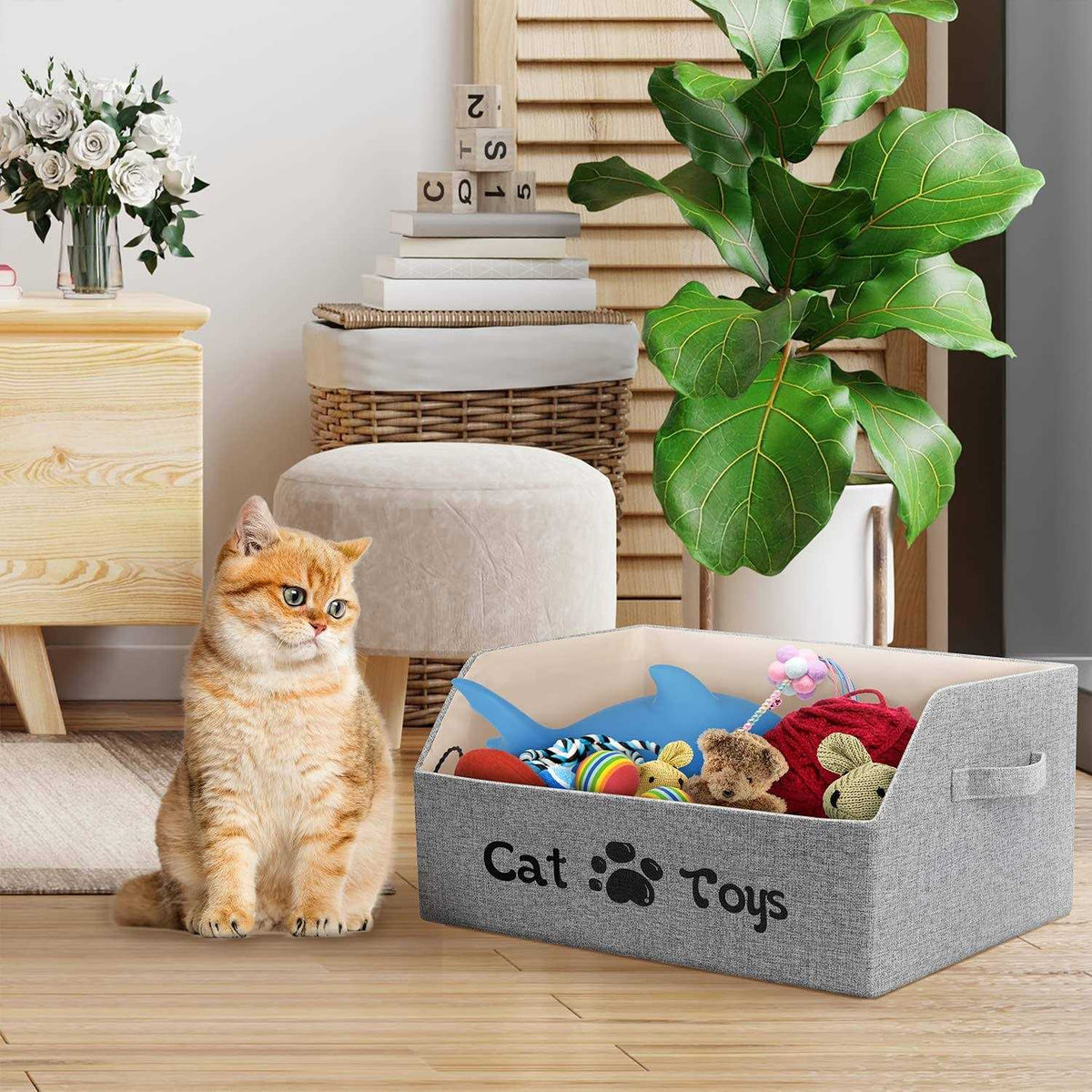 Large Foldable Cat Toy Storage Basket H667
