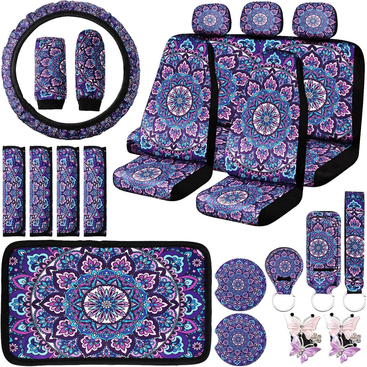 Purple Mandala Car Accessories Set X13673