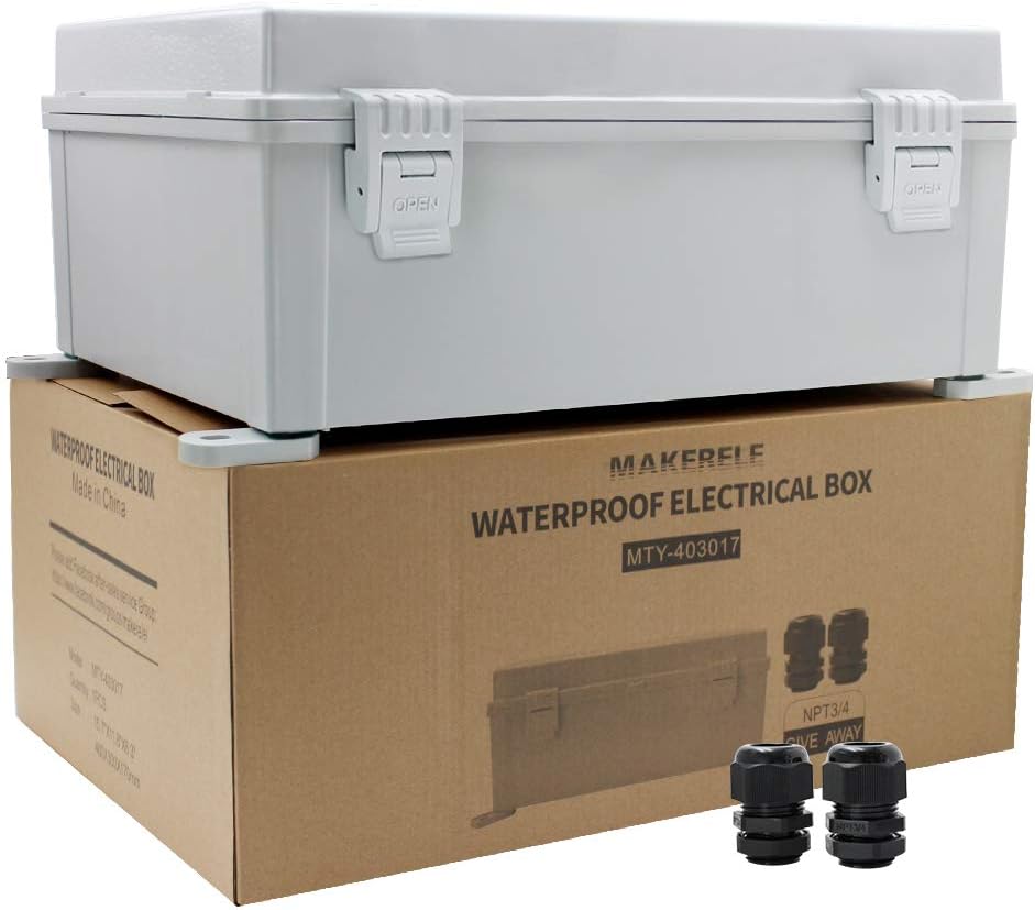 Outdoor Electrical Box with Internal Mounting Panel, Hinged Cover, Plastic N3810