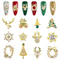 12PCS Christmas 3D Nail Charms Zircon Rhinestones Metal Nail Art Gems K342