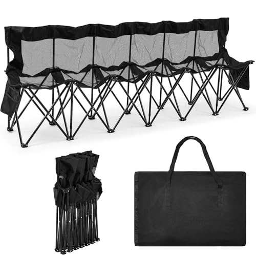 Portable 6 Seater Folding Sports Bench with Mesh Seat and Back K858