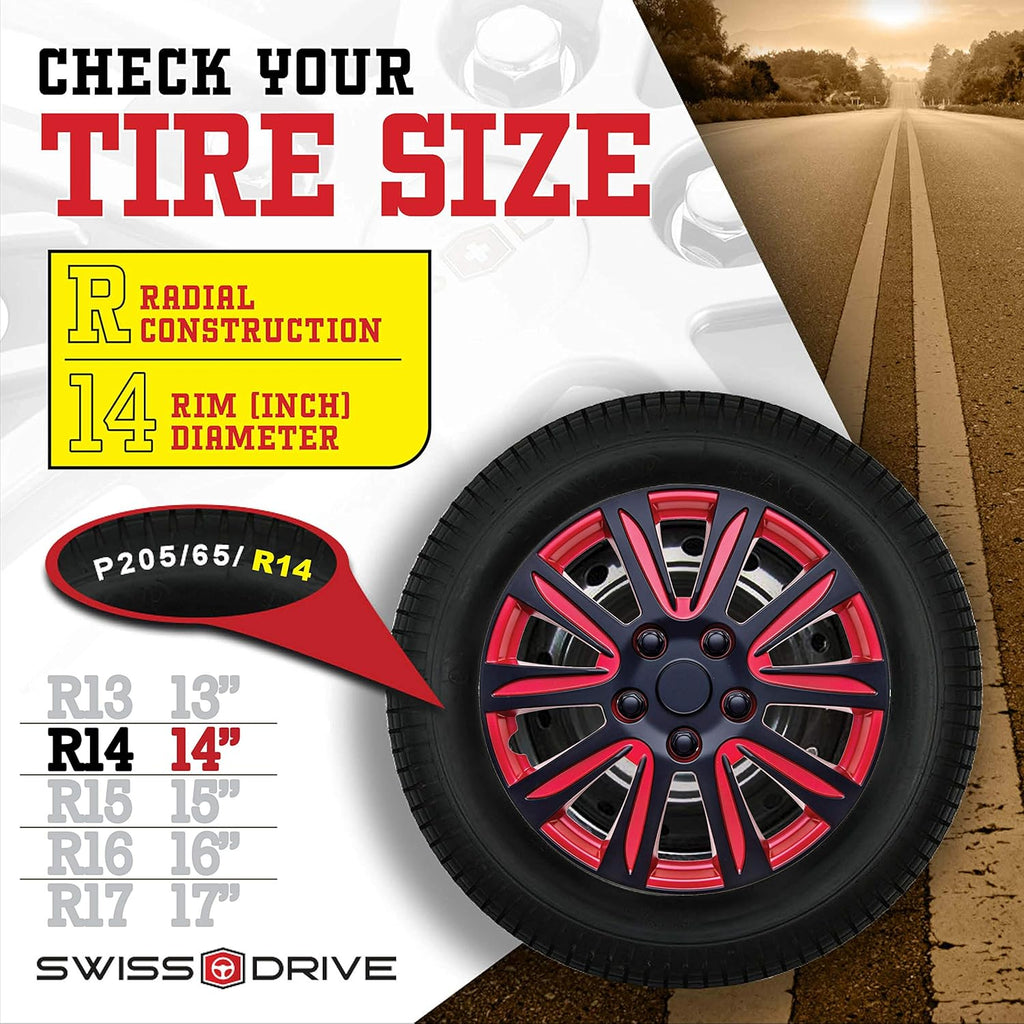 Red Black Set of 4 HubCap R146119