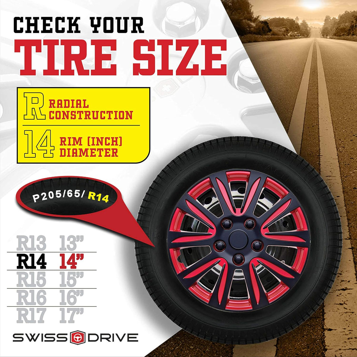 Red Black Set of 4 HubCap R146119