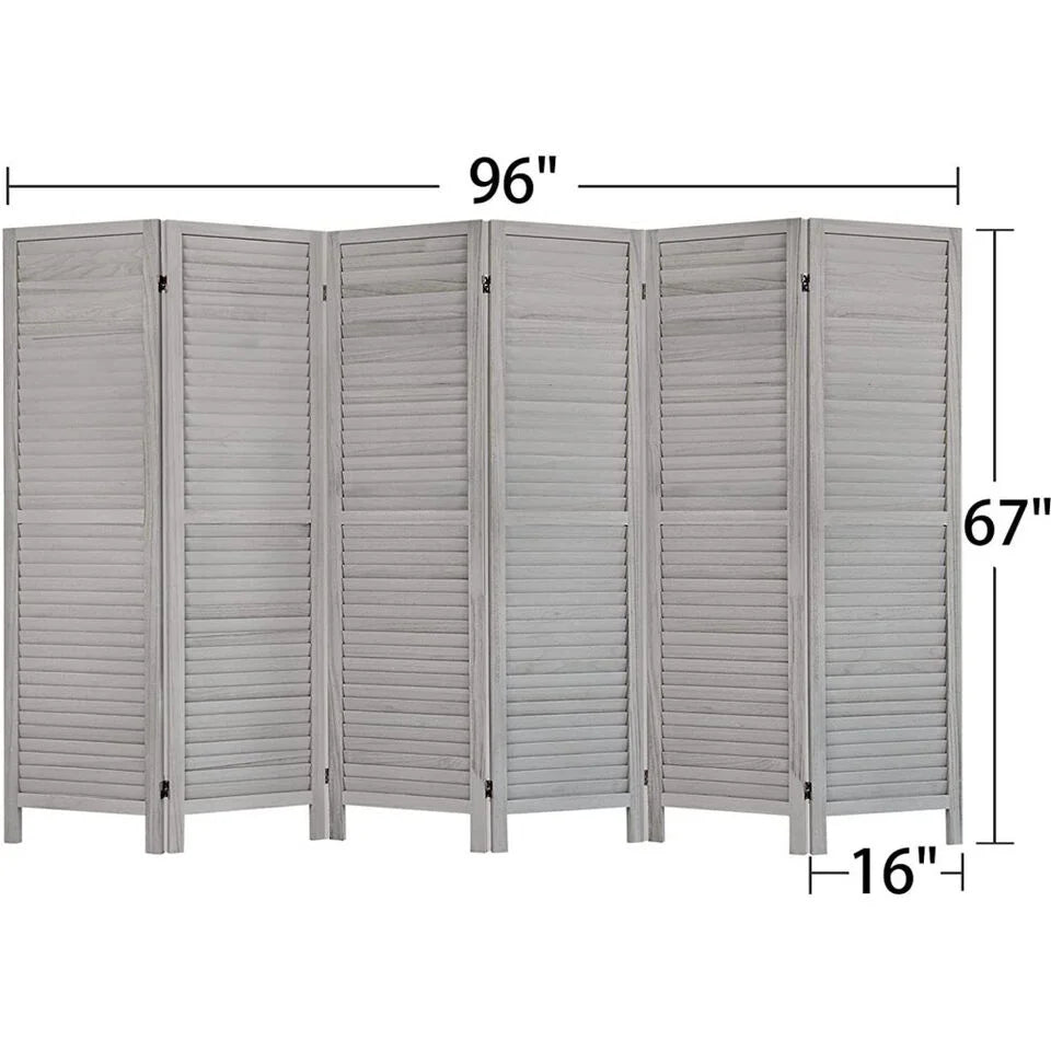 6 Panel Gray Wood Room Divider J821