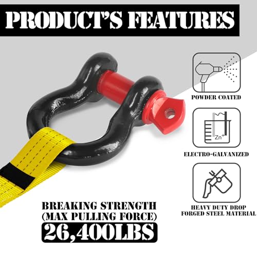 2 Pcs 1/2" D Ring Shackle 12 Ton with 5/8" Pin C73384