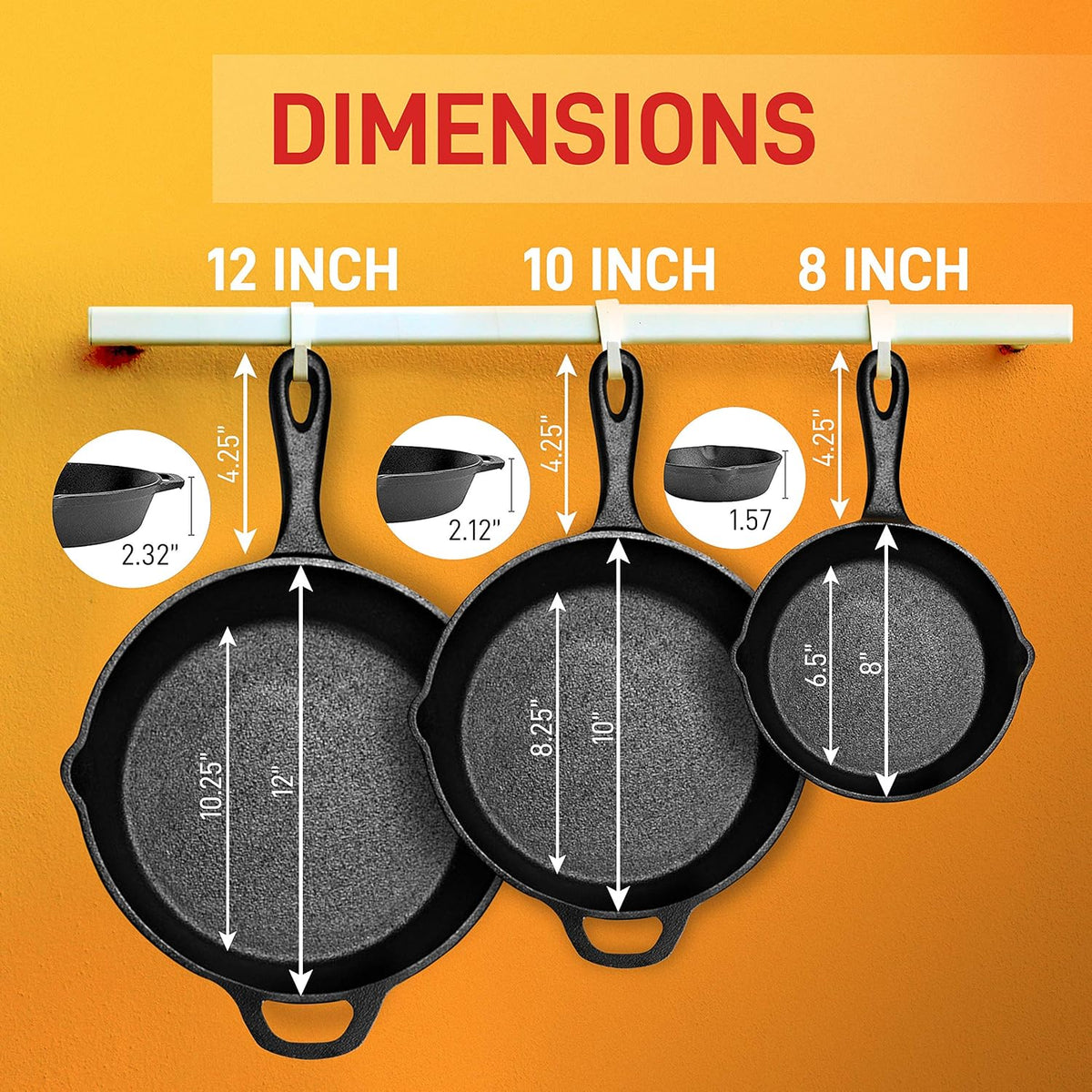 Pre-Seasoned Cast Iron Skillet Nonstick Cookware Set F476