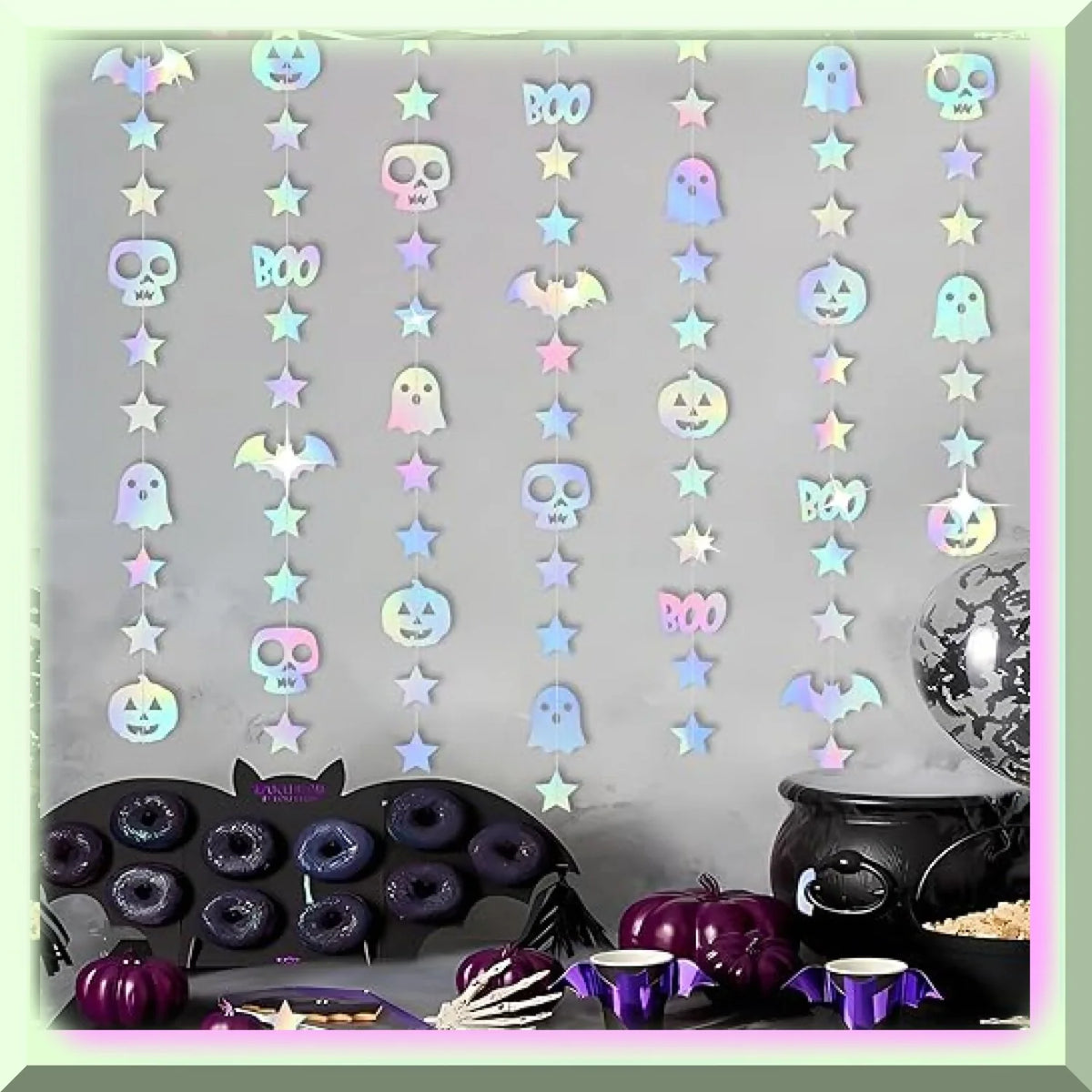 Iridescent Pumpkin Skull Bat Decorations Kit U3718