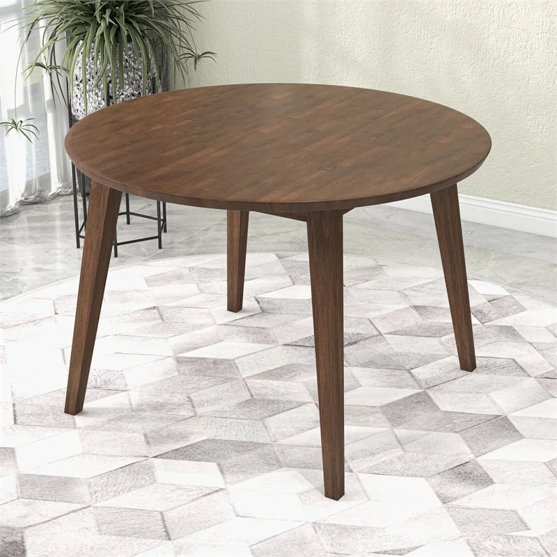 Brown Round Solid Wood Dining Table O480396