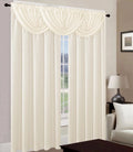 5 Piece Off White Woven Textured Curtain Set O3319
