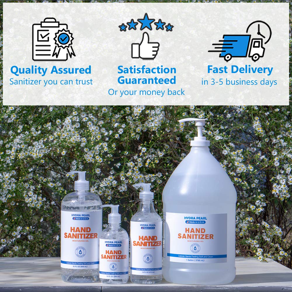 Hydra Pearl Hand Sanitizer Gel - 70% Alcohol - Unscented - 1 Gallon (128 oz) - 1-Pack Without Pump - Pack of 2 E932