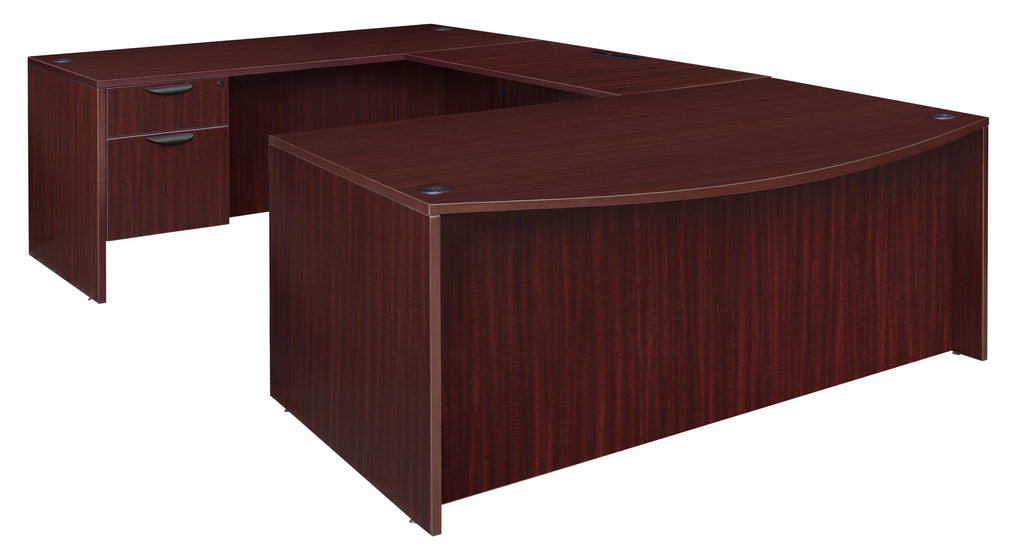 71" Mahogany Double Pedestal U-Desk O890192