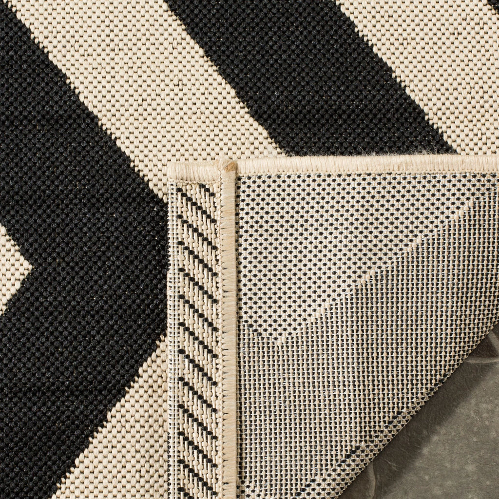 Black Beige Round Indoor/Outdoor Area Rug K3375