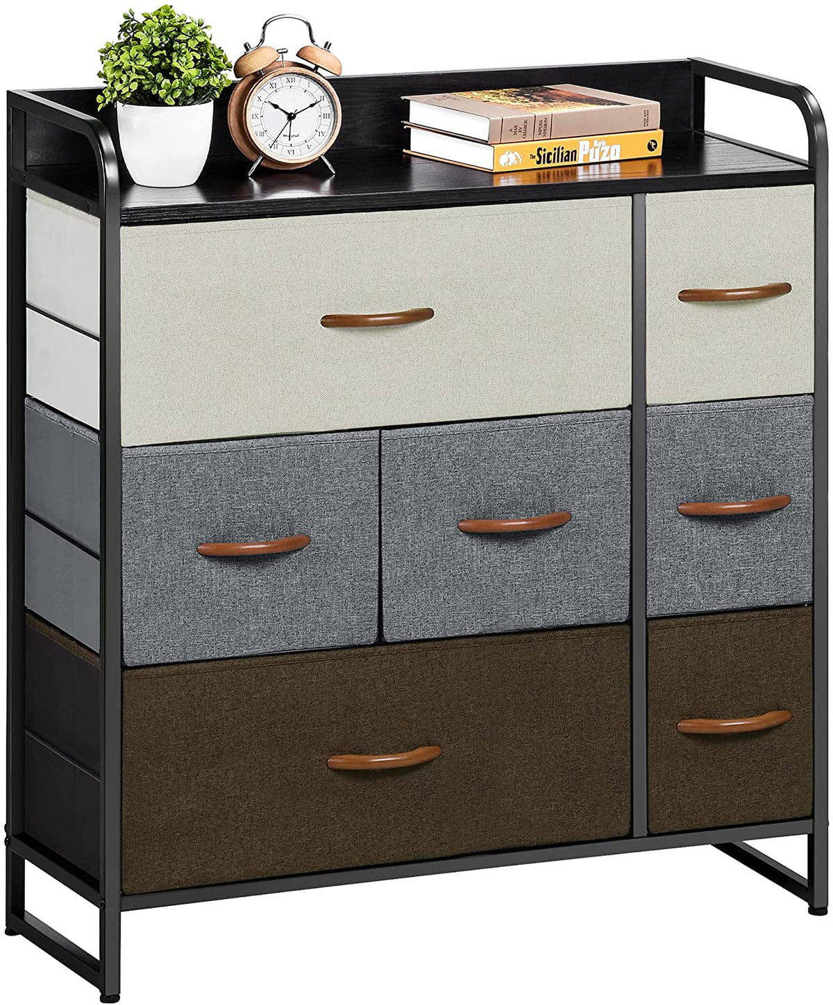 Light Gray 7 Drawer Fabric Dresser C5195
