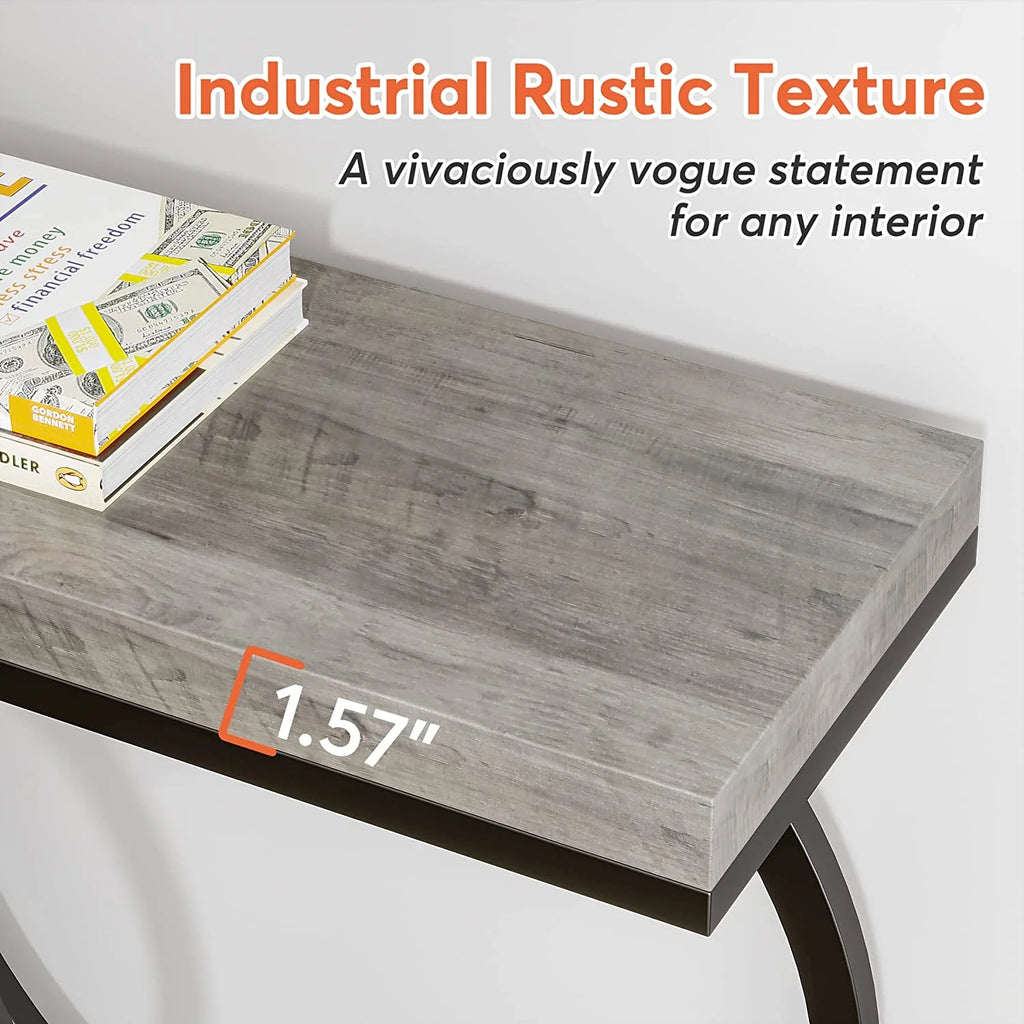 55" Console Sofa Table with Geometric Metal Frame R27029