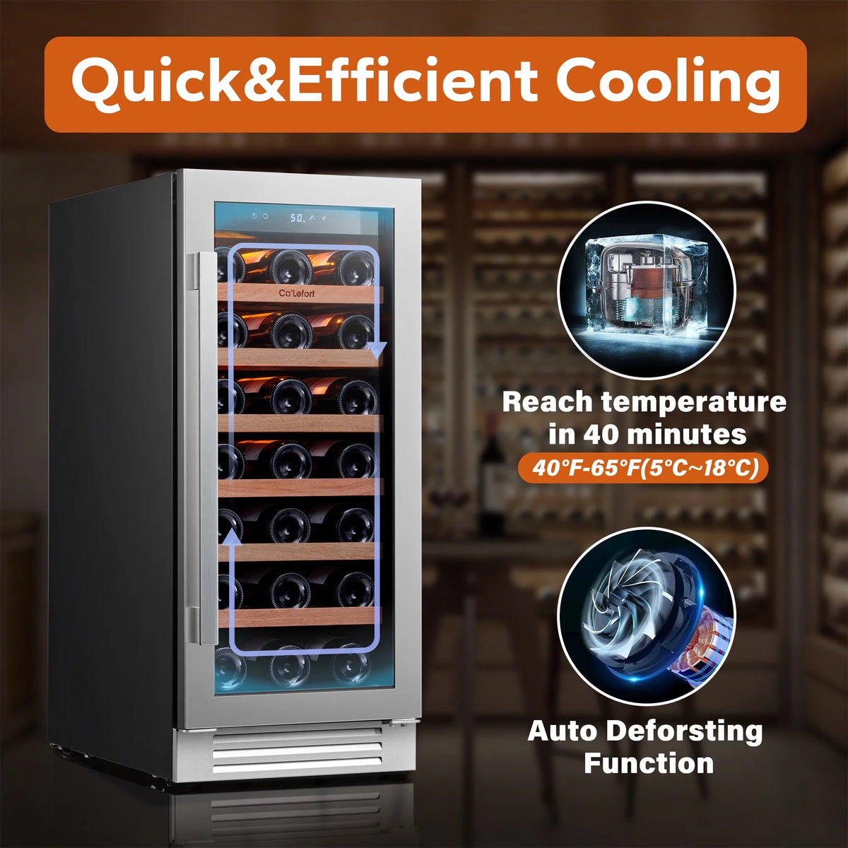 30 inch 66 Bottle Dual Zone Stainless Steel Wine Cooler Refrigerator B30709