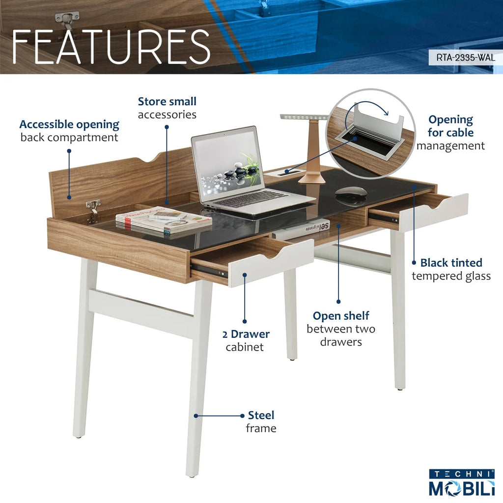 Compact Computer Desk with Storage E59235
