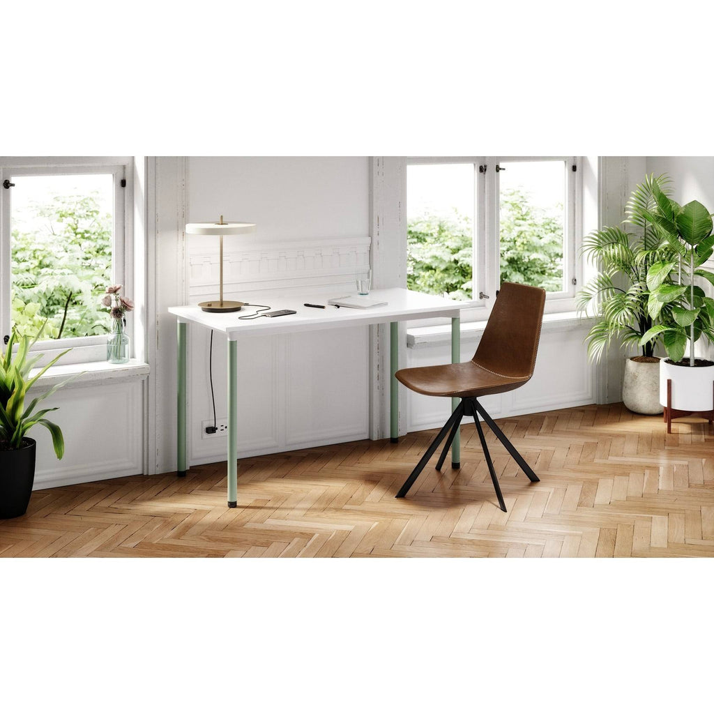 White Office Desk with Casters Plywood N23715