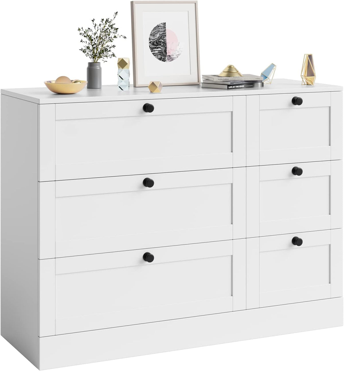 White 6 Drawer Wood Storage Cabinet B4095