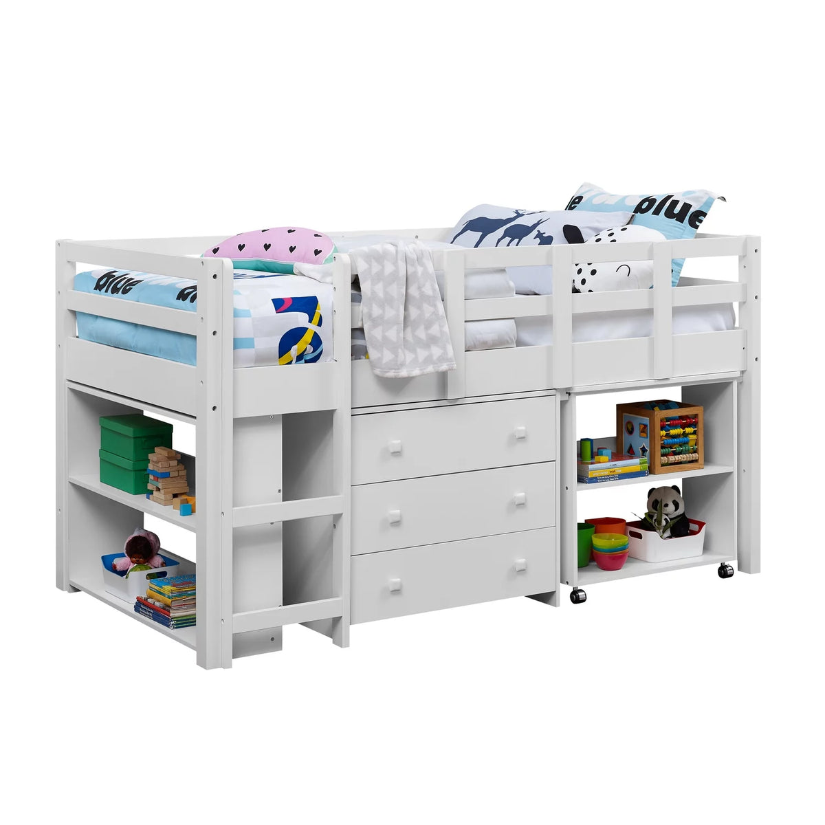 Twin Low Loft Bed with Desk, White T124473