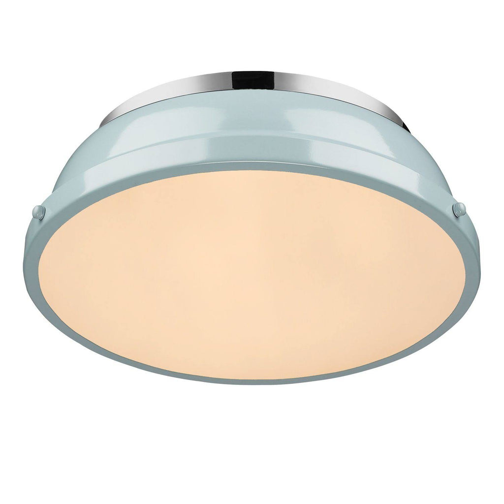 Two Light Flush Mount Seafoam Glass Chrome A58007