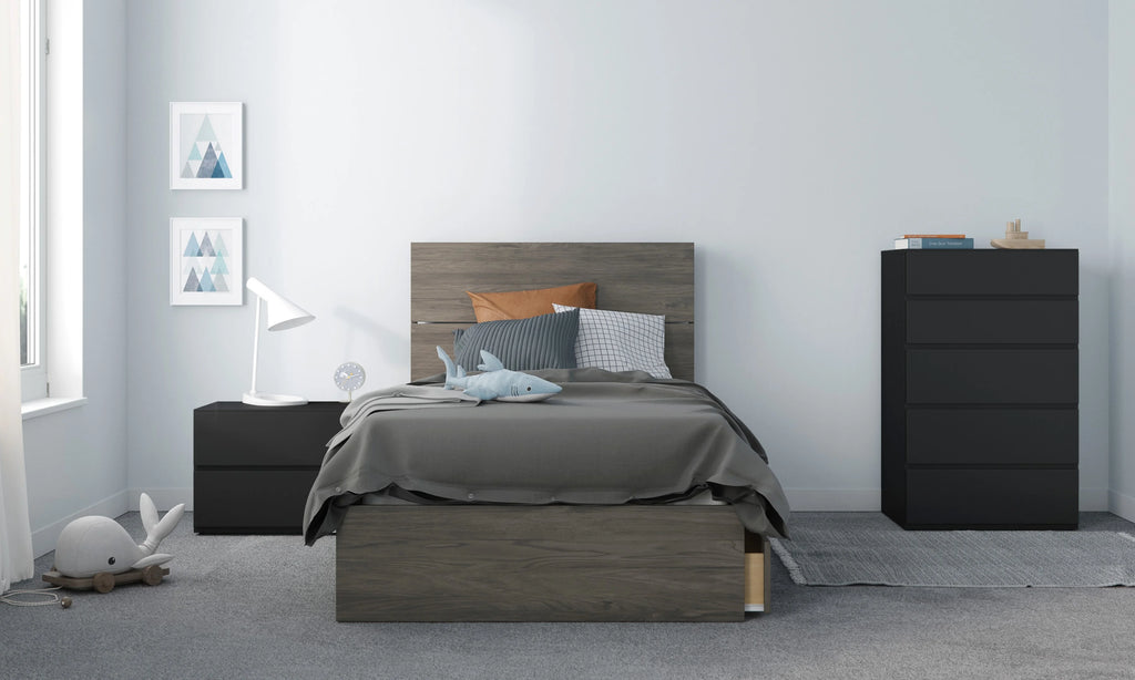 Twin Size Storage Wood Bed Frame with 3 Drawers R650