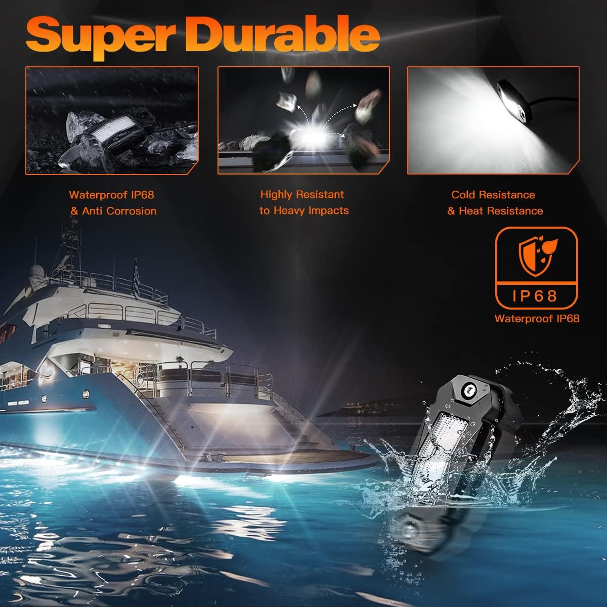 4Pods LED Rock Lights Kit with Switch Wire Harness E8500