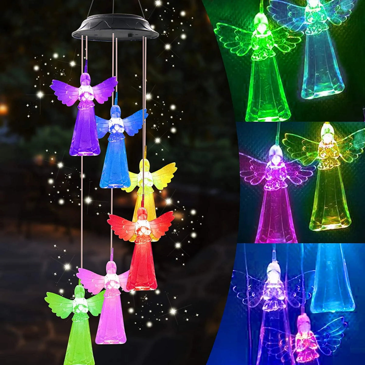 Solar Hummingbird Wind Chime with Color Changing LED Light S219