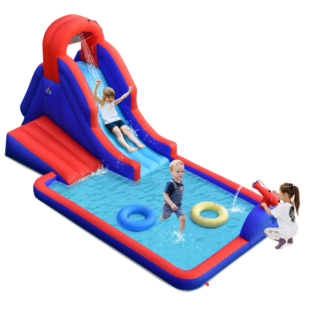 Inflatable Water Slide Park with Climb Slide Pool & 2 Swim Rings C2052
