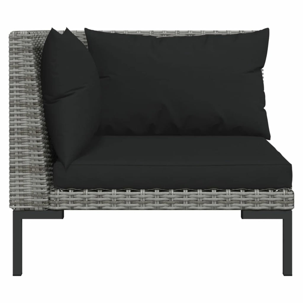 10 Piece Patio Set with Cushions Poly Rattan Dark Gray Q5160