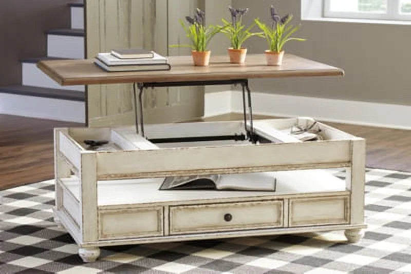 White/Brown Lift Top Coffee Table Q47792