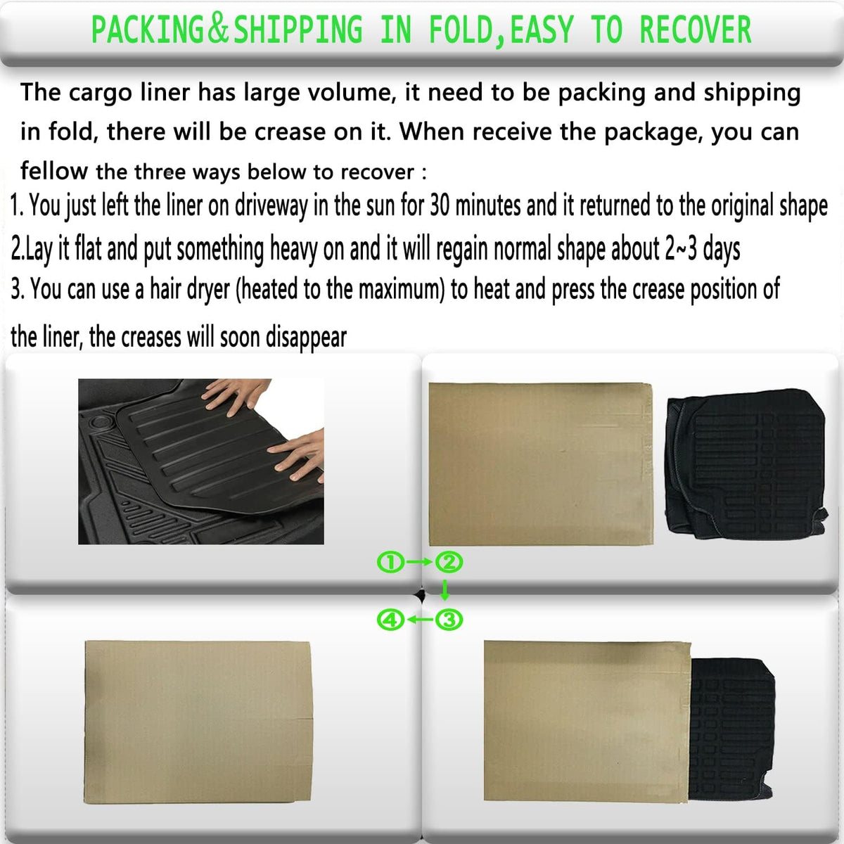 Black TPO Rear Cargo Liners Trunk Tray Mats Pack of 2 E99575