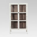 White Library Cabinet with Glass Shell S702419
