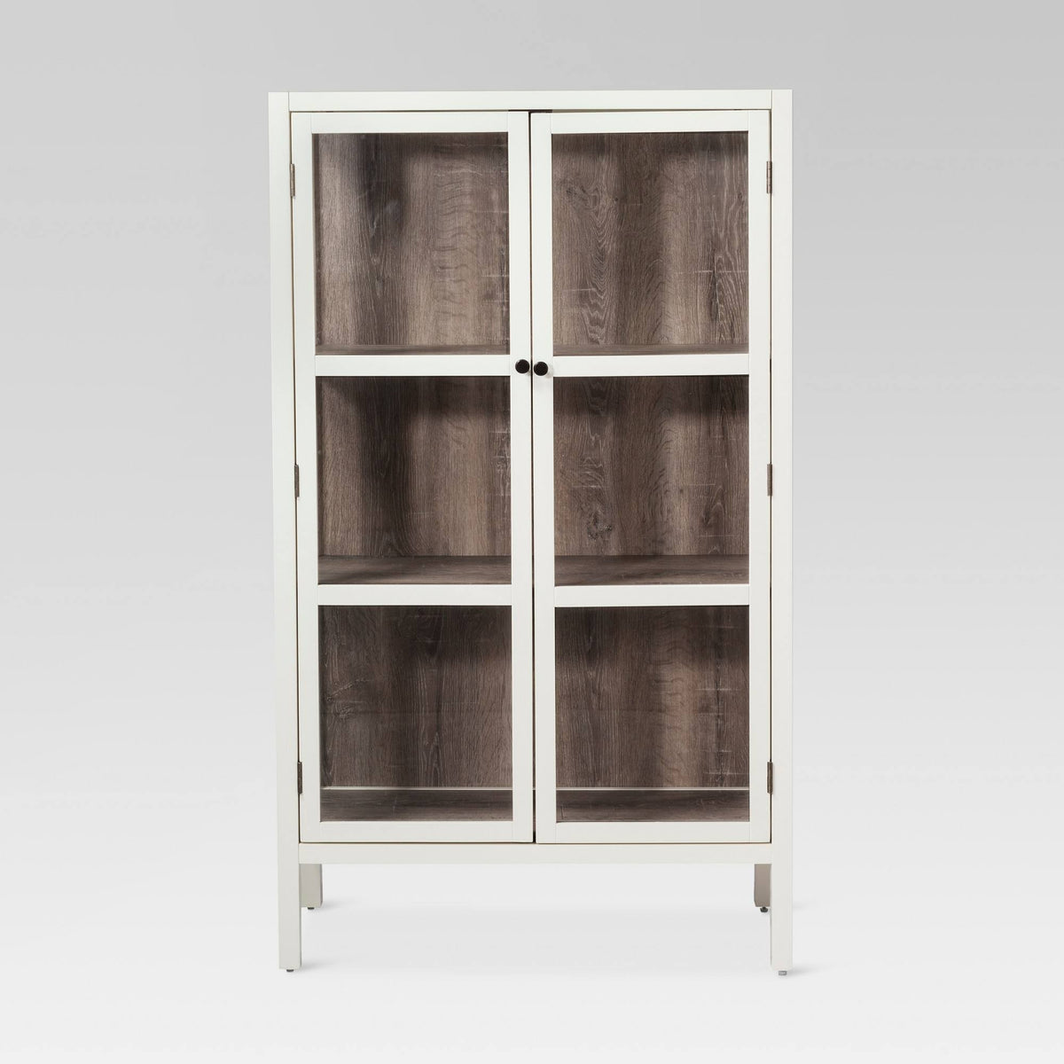 White Library Cabinet with Glass Shell S702419