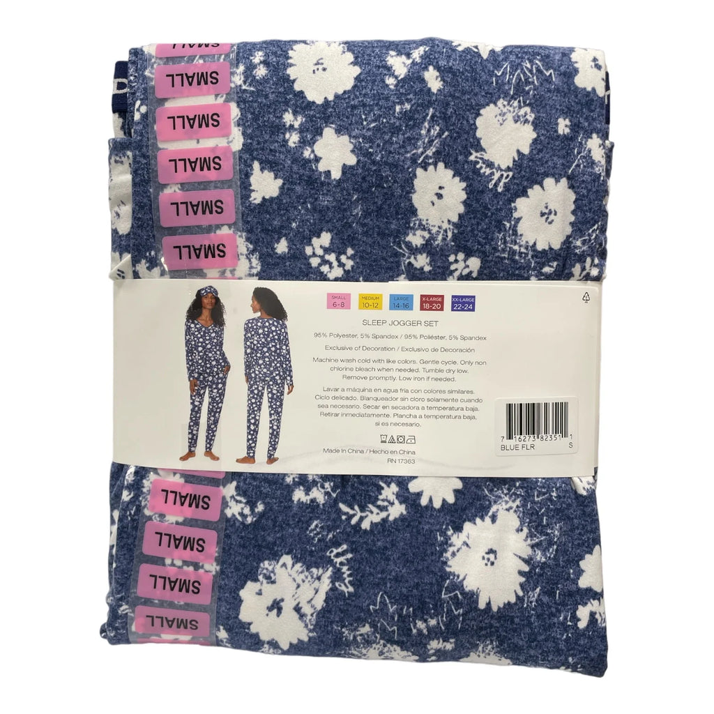 Navy Heather Floral 3-Piece Lounge Set with Eye Mask V1052