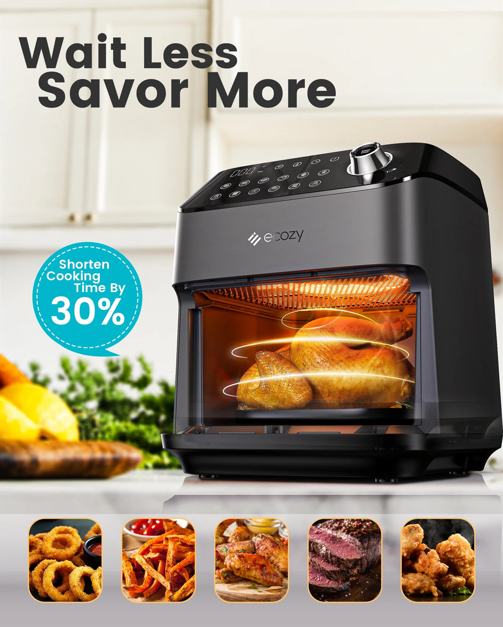 Black 6 Quart Air Fryer with See-Through Window B75810